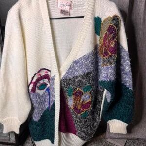 Jocelyn Smith vintage 90s beaded cardigan Size L Boho Fairy whimsy